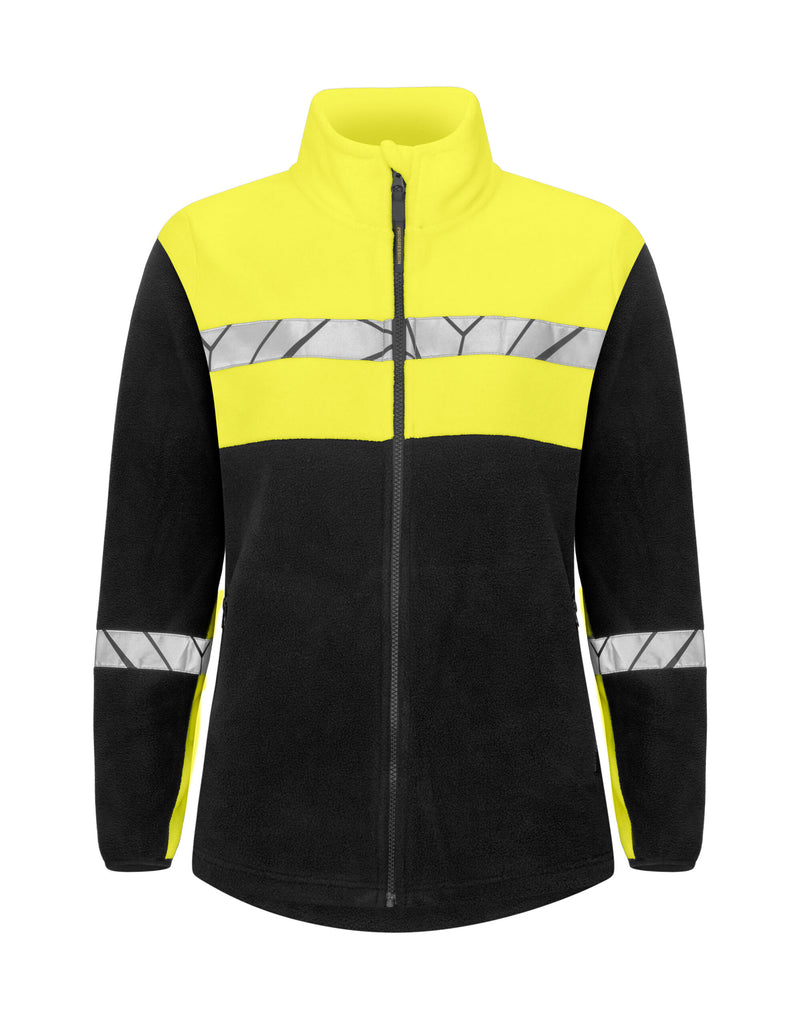 Pro-Job Progression 7301 Ladies Full Zip Fleece - Black/Yellow