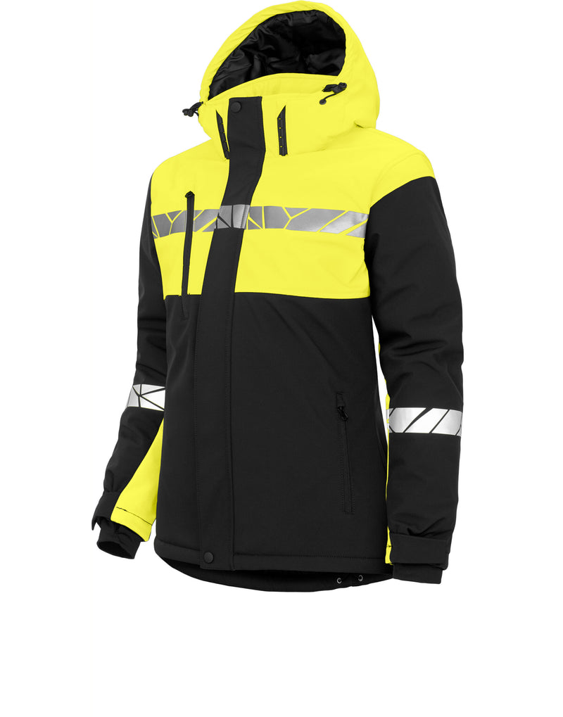 Pro-Job Progression 7418 Ladies Padded Softshell Jacket - Black/Yellow