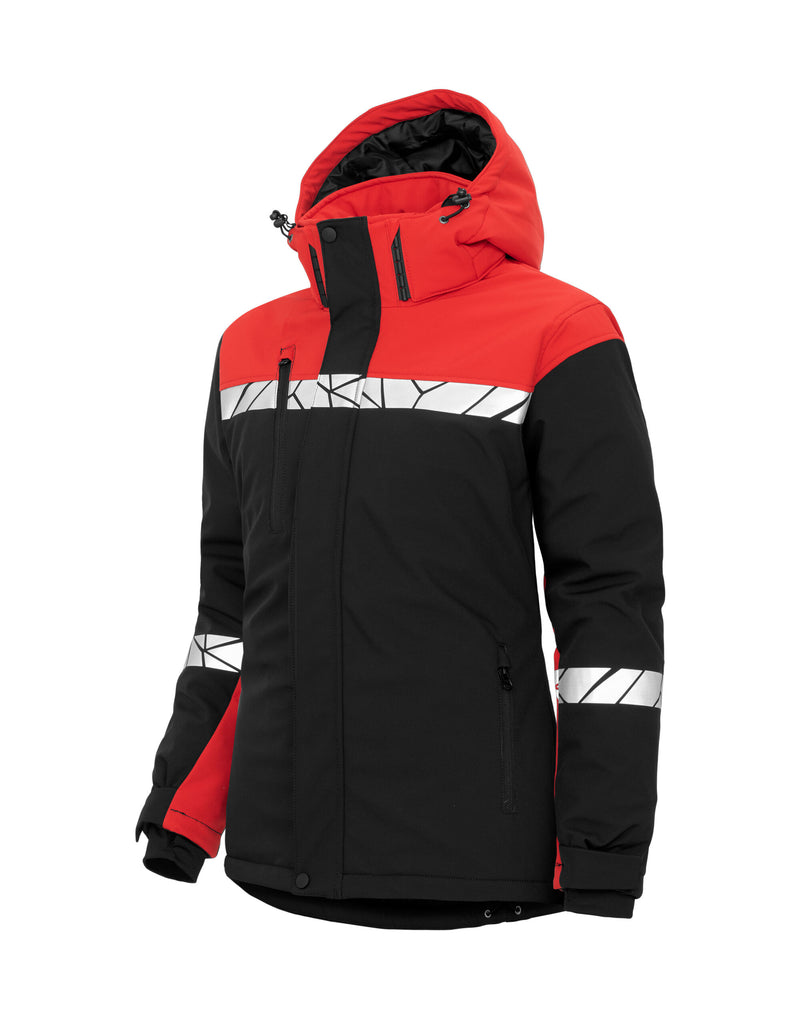 Pro-Job Progression 7418 Ladies Padded Softshell Jacket - Black/Red