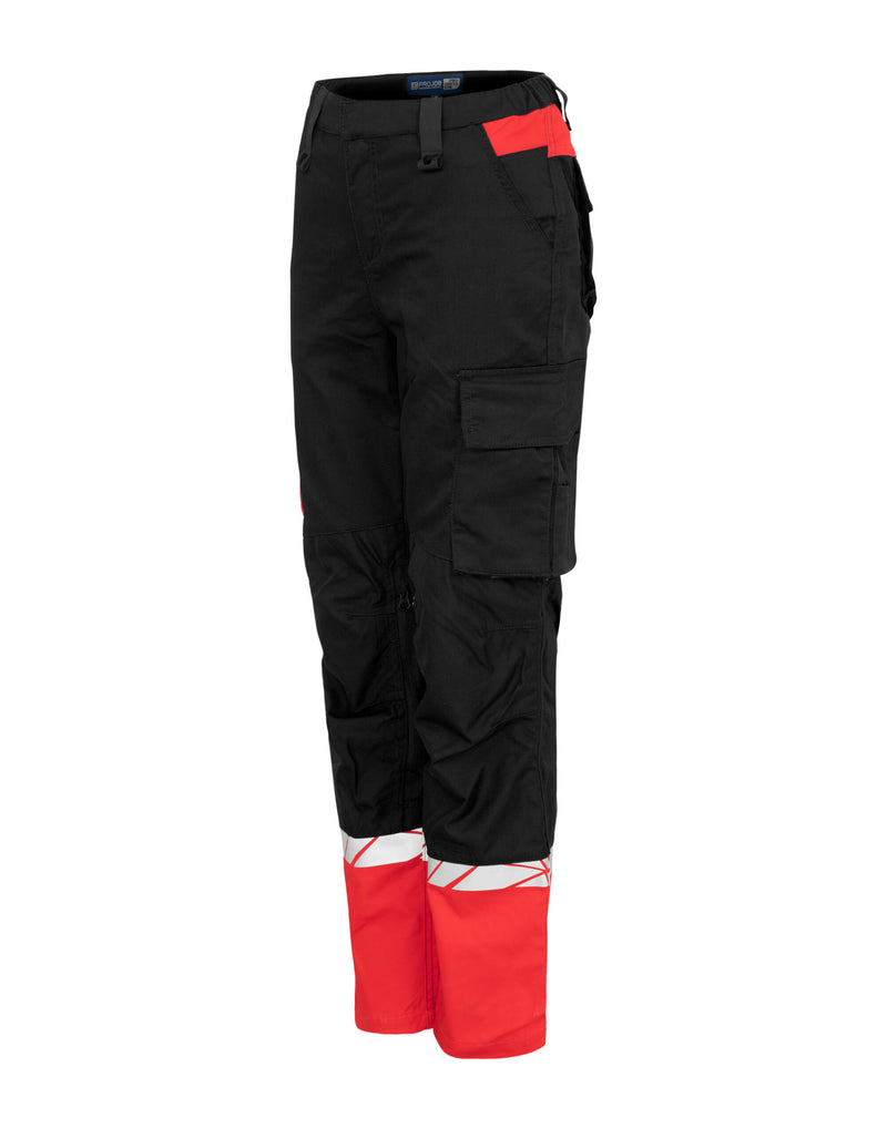 Pro-Job Progression 7512 Ladies Workpant Knee Protection - Black/Red