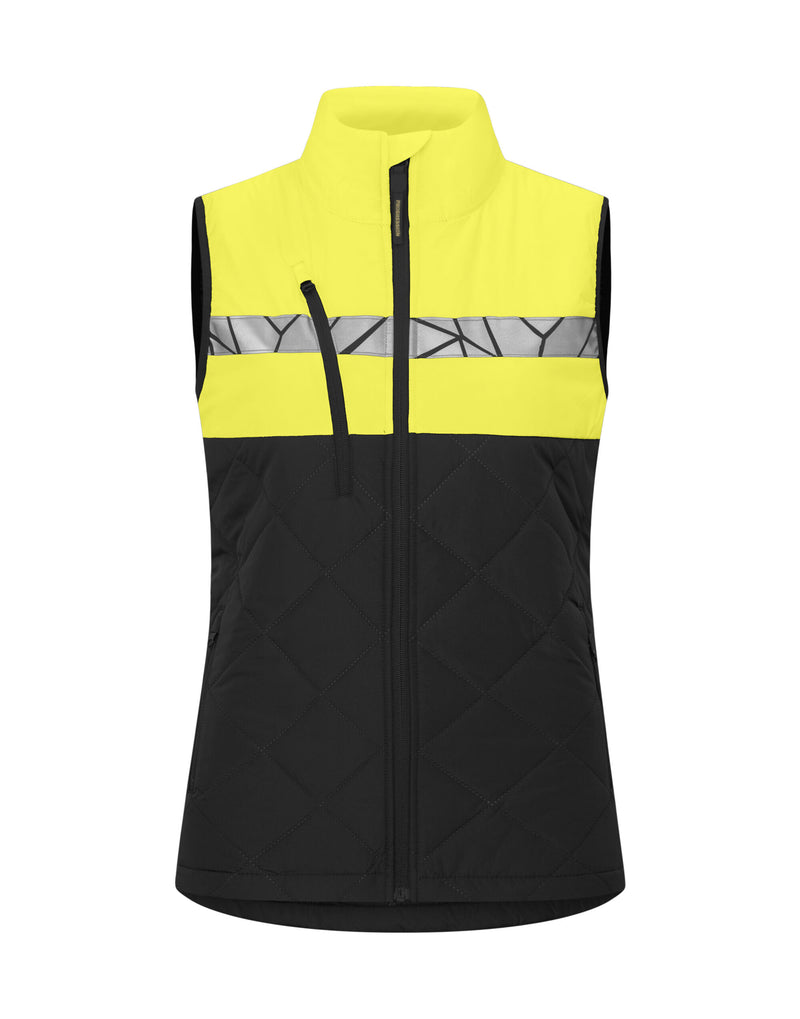 Pro-Job Progression 7701 Ladies Quilted Vest - Black/Yellow