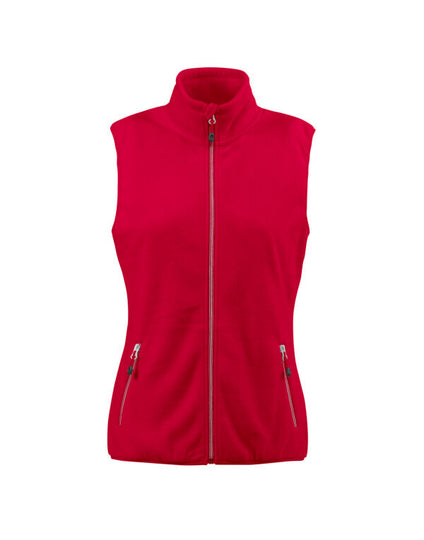 Printer Red Ladies Sideflip Fleece Vest - Red