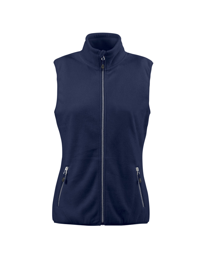 Printer Red Ladies Sideflip Fleece Vest - Navy