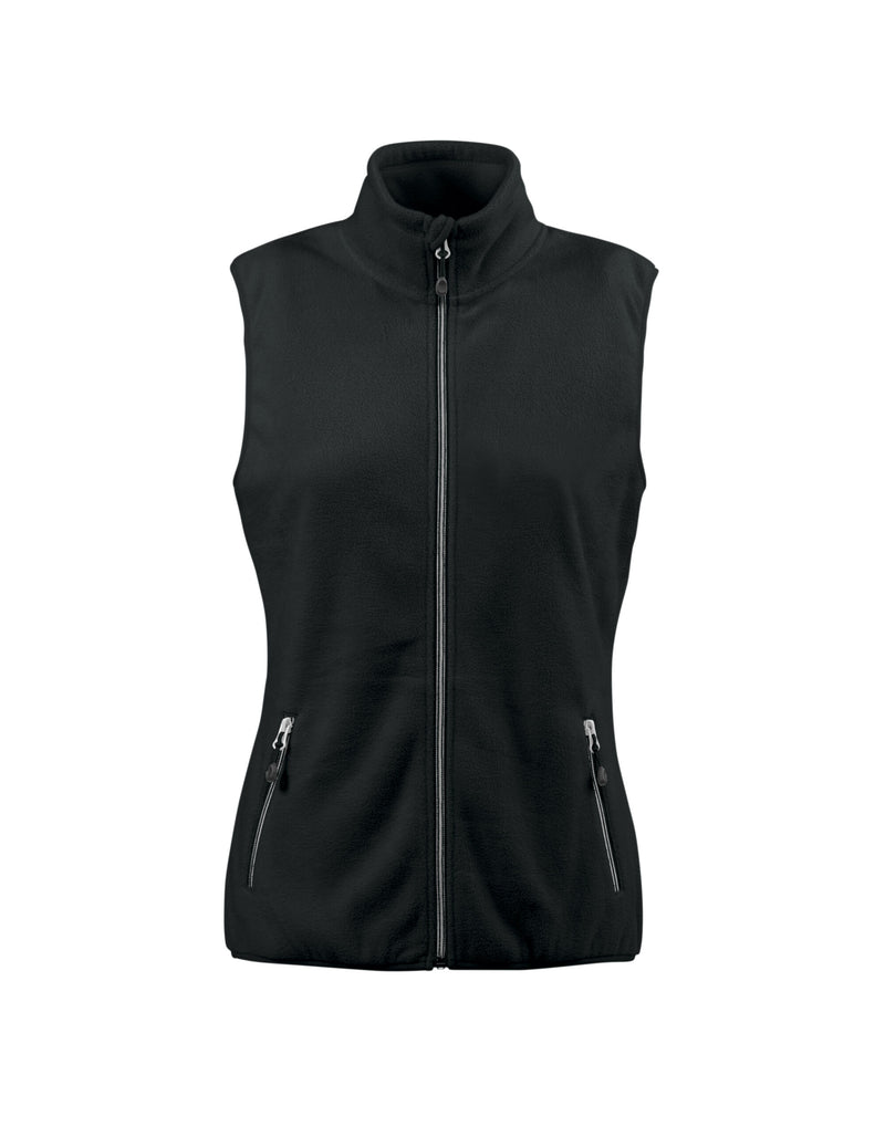Printer Red Ladies Sideflip Fleece Vest - Black