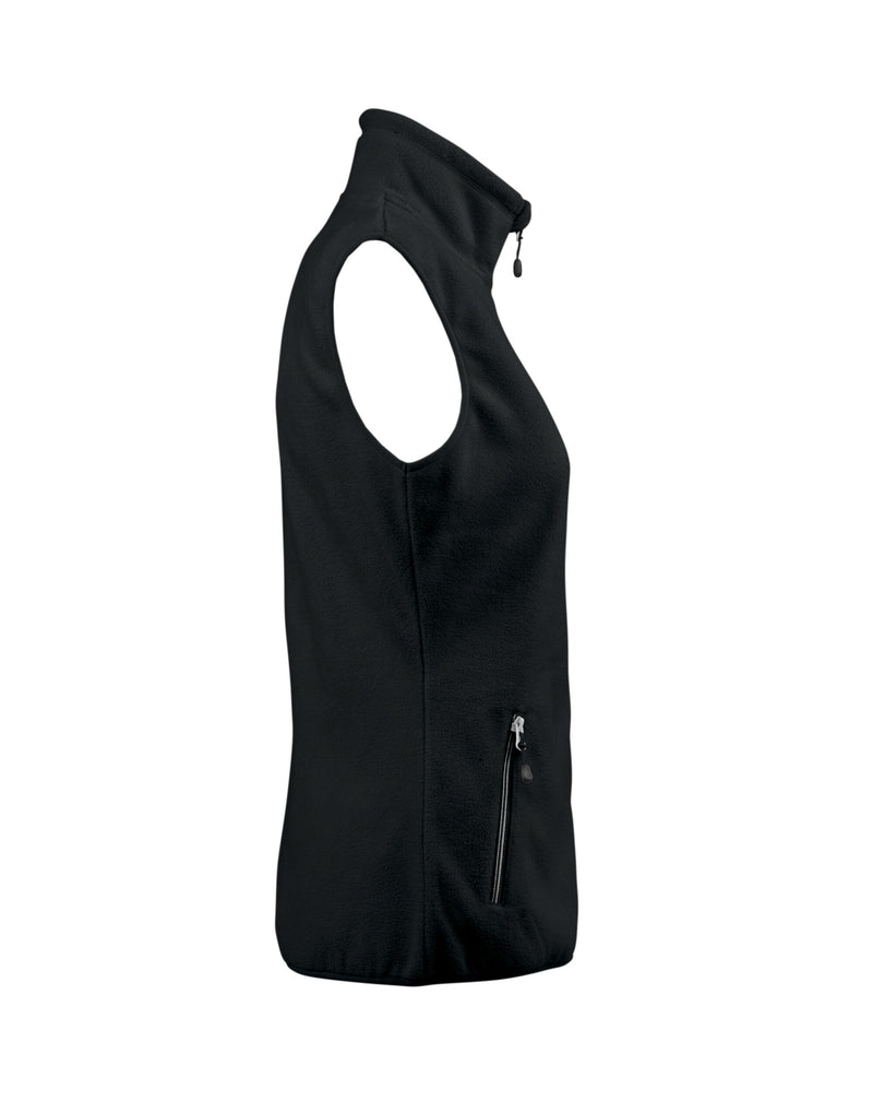 Printer Red Ladies Sideflip Fleece Vest - Black