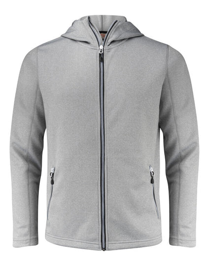 Printer Red Layback Full Zip Hoodie - Grey Melange