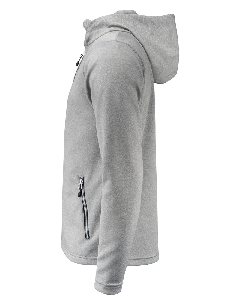 Printer Red Layback Full Zip Hoodie - Grey Melange