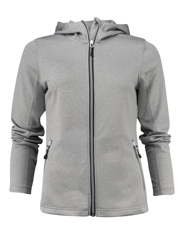 Printer Red Ladies Layback F/Z Hoodie - Grey Melange