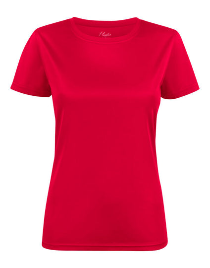 Printer Red Ladies Run Active T-Shirt - White