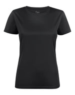 Printer Red Ladies Run Active T-Shirt - Black