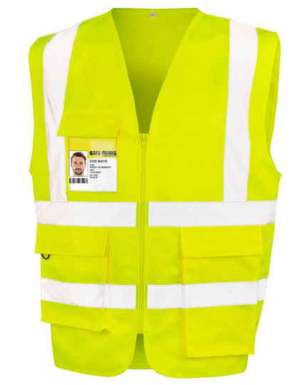 Work-Guard by Result Heavy Duty Polycotton Security Vest - Fluoresent Yellow