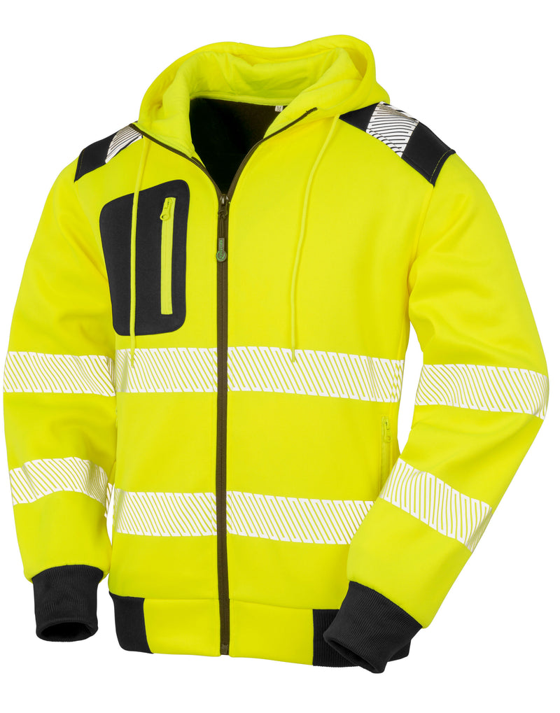 Result Recycled Recycled Zipped Safety Hoody - Fluoresent Yellow