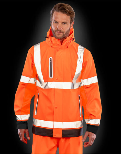 Result Recycled Heavy Duty Prism Pu Safe & Dry Jacket With Recycled Backing - Fluorescent Orange/Black