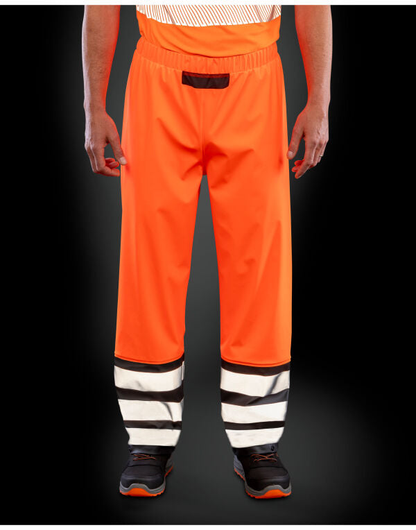 Result Recycled Heavy Duty Prism Pu Safe & Dry Trouser With Recycled Backing - Fluorescent Orange/Black