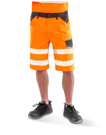 Result Safeguard Recycled Dynamic Stretch Safety Shorts - Fluoresent Orange