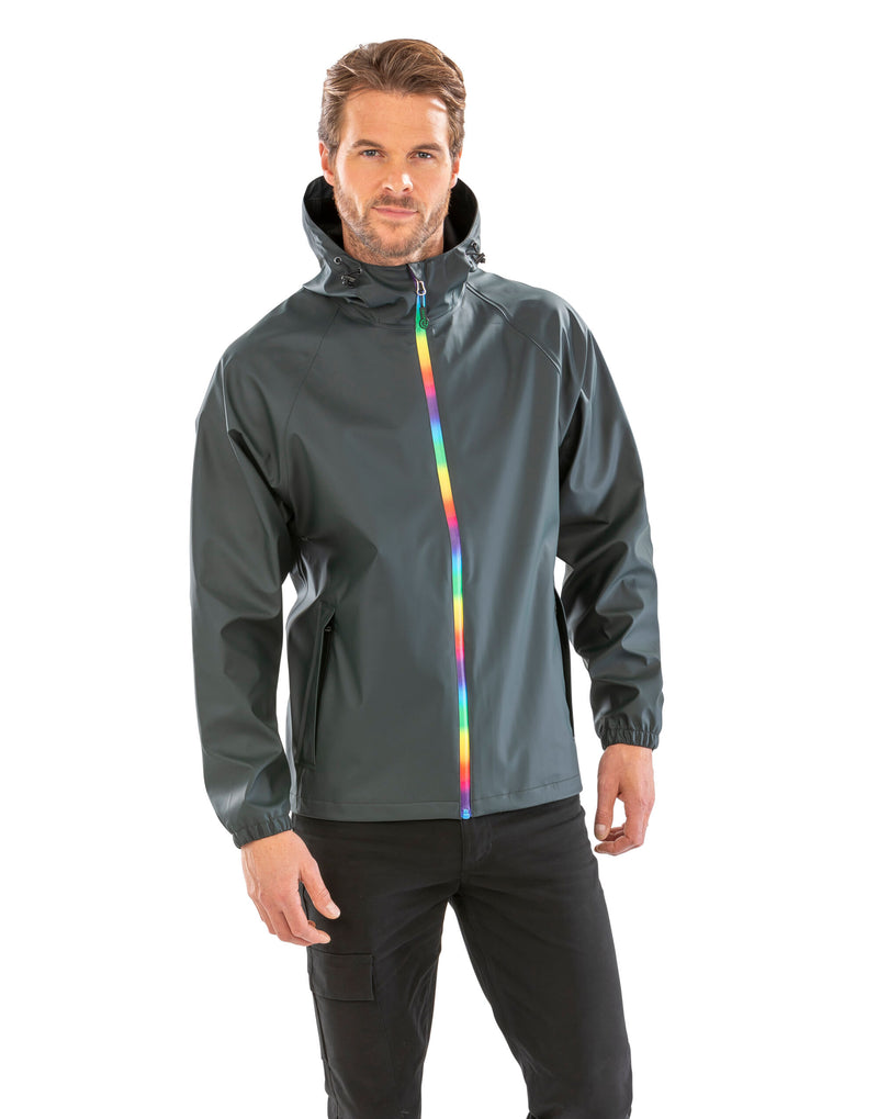 Result Recycled Prism Pu Waterproof Jacket - Black Olive