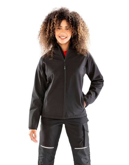 Result Recycled Ladies 3-Layer Recycled Printable Hooded Softshell - Black