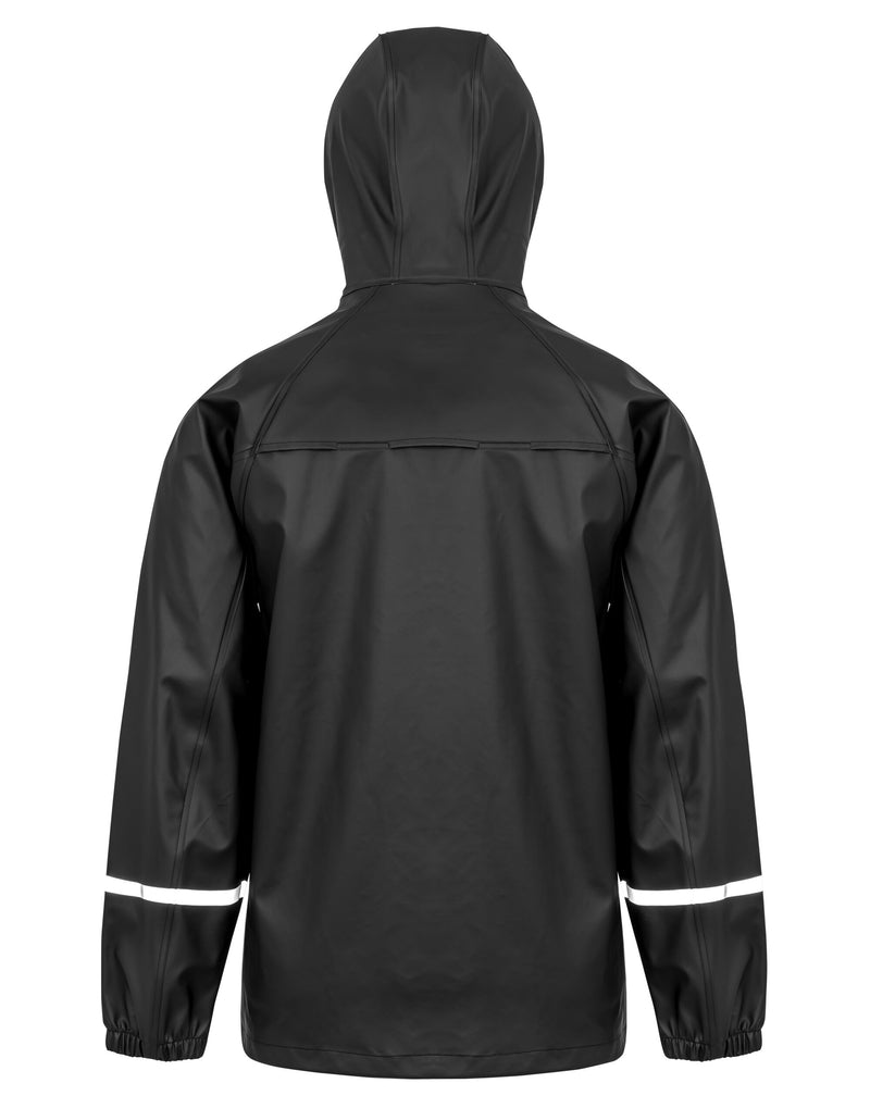 Result Recycled Prism Pu Waterproof Jacket With Reflective Bands And Recycled Backing - Black