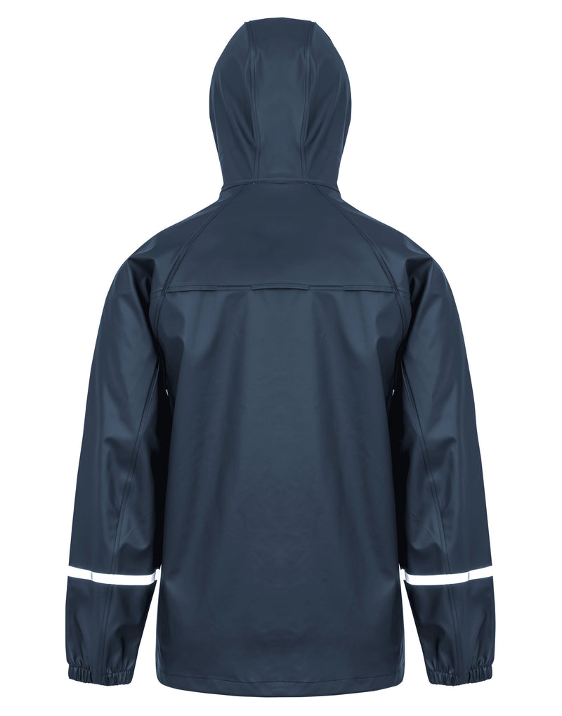 Result Recycled Prism Pu Waterproof Jacket With Reflective Bands And Recycled Backing - Navy
