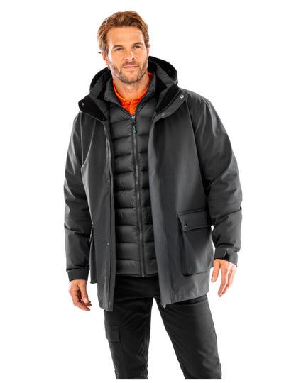 Result Recycled Recycled 3-In-1 Padded Ripstop Jacket - Black