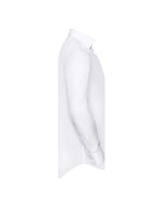 Russell Collection Men'S Long Sleeve Tailored Contrast Herringbone Shirt - White/Silver/Convoy Grey