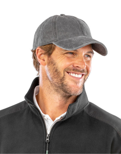 Result Headwear Pure Cotton Vintage Cap - Vintage Black