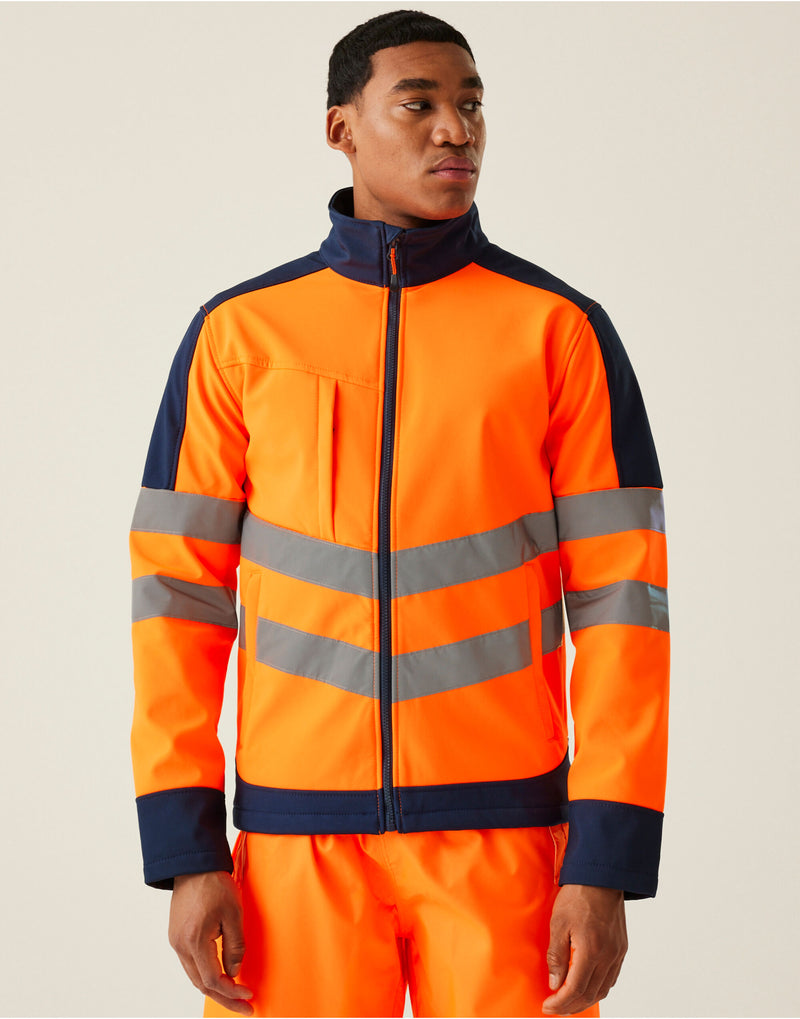 Regatta High Visibility TRA625 Pro 3 Layer Softshell - Orange/Navy