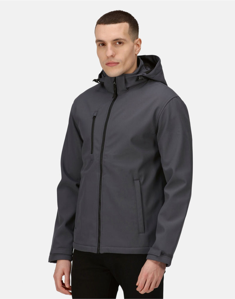 Regatta Professional TRA701 Venturer 3 Layer Hooded Softshell - Seal Grey/Black