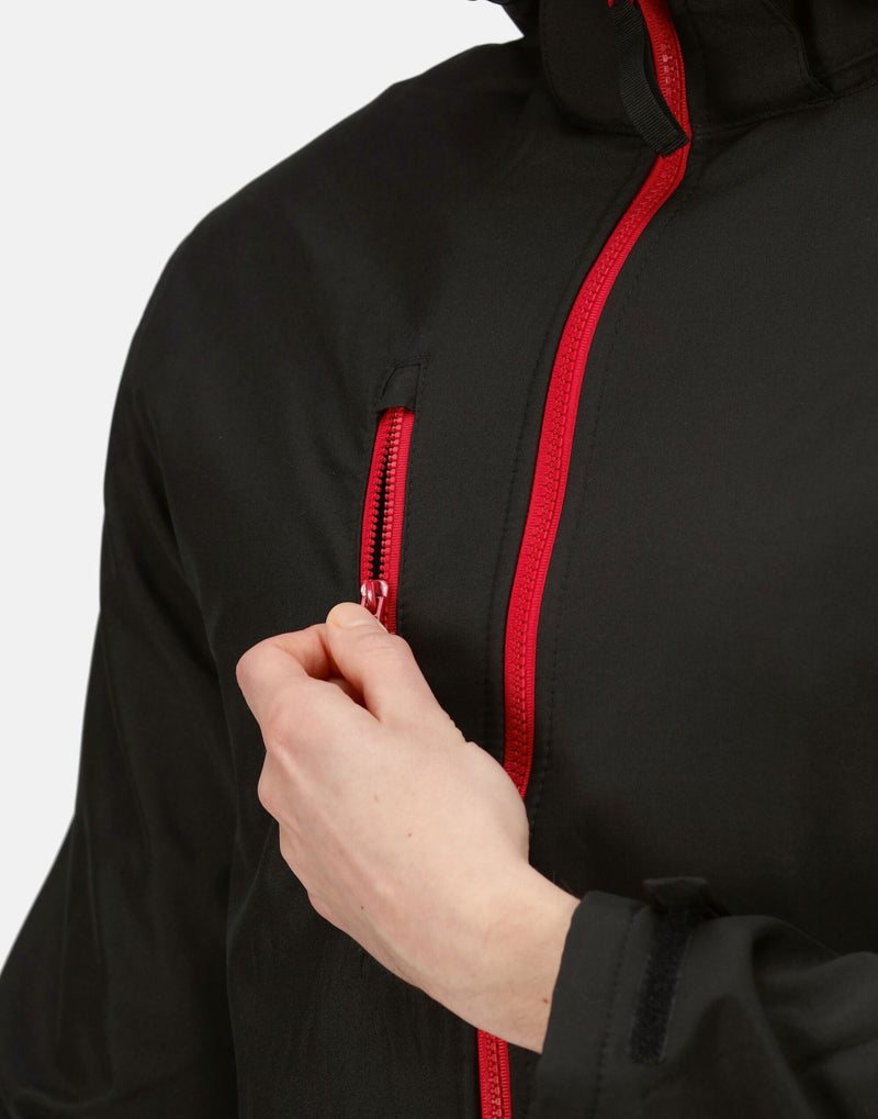 Regatta Professional TRA701 Venturer 3 Layer Hooded Softshell - Black/Red