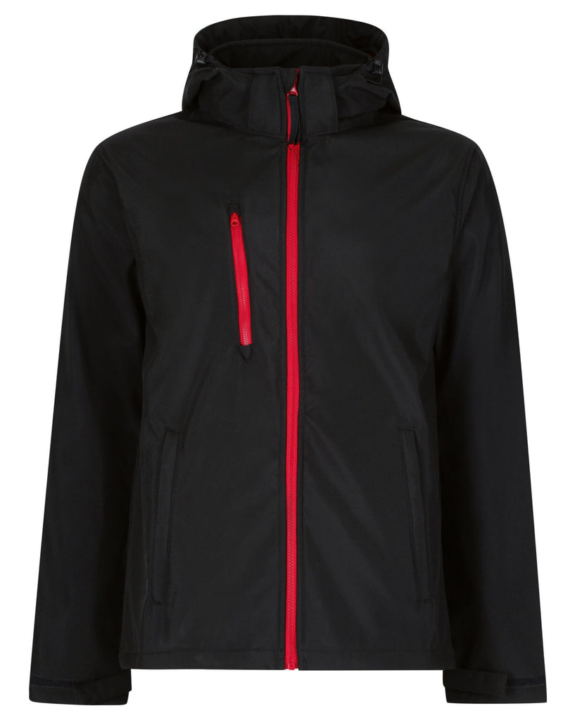 Regatta Professional TRA701 Venturer 3 Layer Hooded Softshell - Black/Red