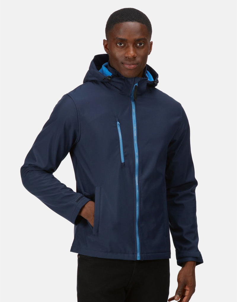 Regatta Professional TRA701 Venturer 3 Layer Hooded Softshell - Navy/ French Blue