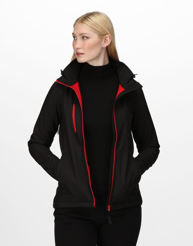 Regatta Professional TRA702 Women'S Venturer Hooded Softshell - Black/Red