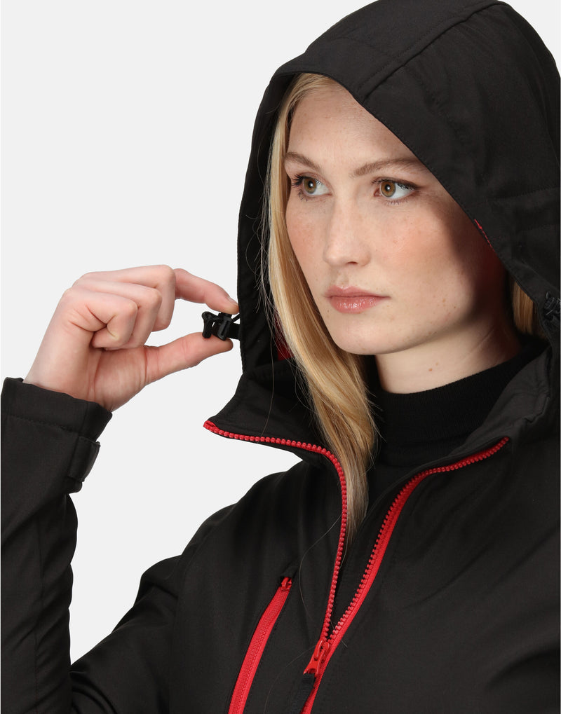 Regatta Professional TRA702 Women'S Venturer Hooded Softshell - Black/Red