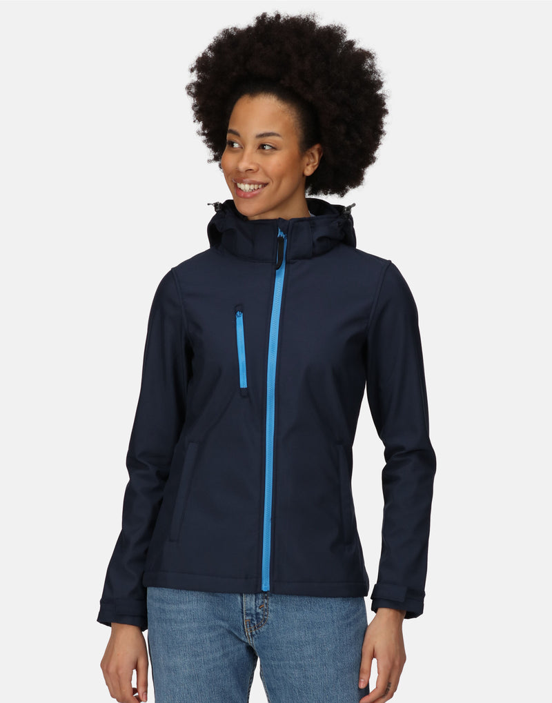 Regatta Professional TRA702 Women'S Venturer Hooded Softshell - Navy/ French Blue