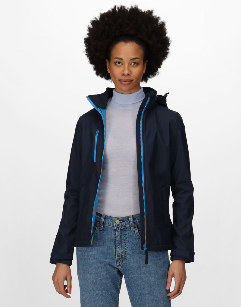 Regatta Professional TRA702 Women'S Venturer Hooded Softshell - Navy/ French Blue