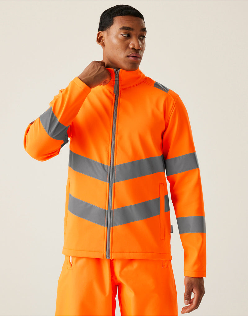 Regatta High Visibility TRA712 Hi-Vis Pro Contract Ablaze 2 Layer Softshell Jacket (Class 3) - Hi Vis Orange