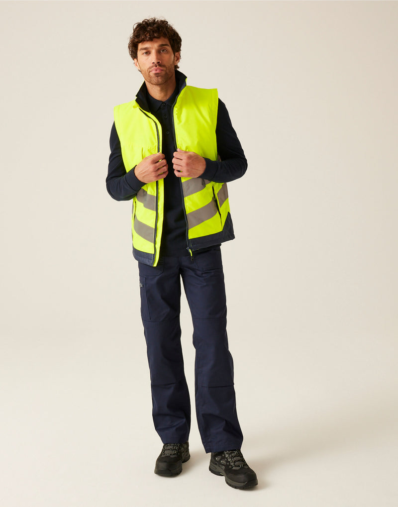 Regatta High Visibility TRA840 Pro Two Tone Insulated Bodywarmer - Yellow/Navy