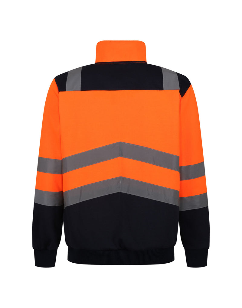 Regatta High Visibility TRF670 Pro Two Tone 1/4 Zip Sweat Top - Hi Vis Orange/Navy
