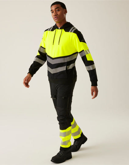 Regatta High Visibility TRF780 Hi-Vis X-Pro Hoodie (Class 2) - Black/Hi-Vis Orange