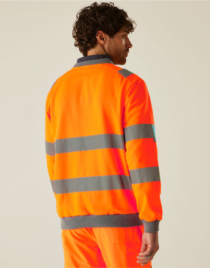 Regatta High Visibility TRF813 Hi-Vis Pro Contrast Crew Neck Sweatshirt - Hi Vis Orange