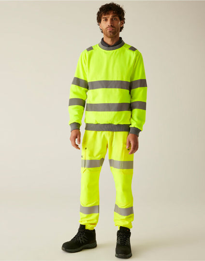 Regatta High Visibility TRF813 Hi-Vis Pro Contrast Crew Neck Sweatshirt - Hi Vis Orange
