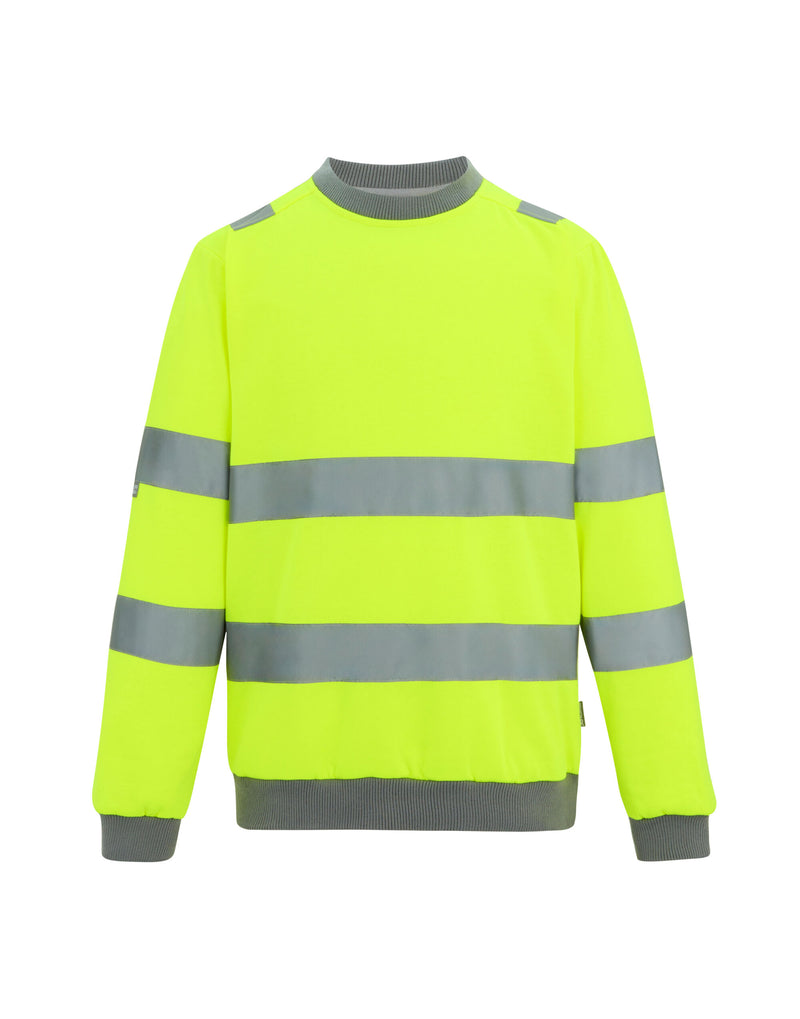 Regatta High Visibility TRF813 Hi-Vis Pro Contrast Crew Neck Sweatshirt - Hi-Vis Yellow