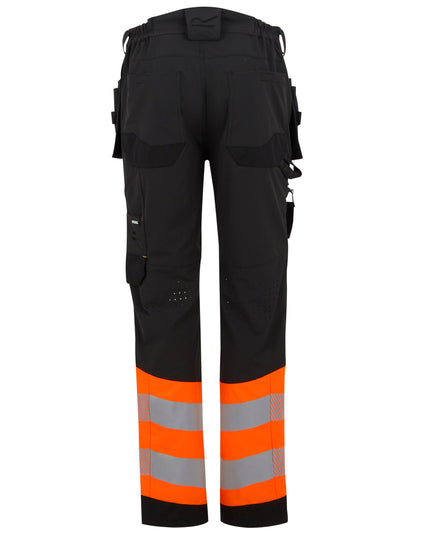 Regatta High Visibility TRJ480R Hi-Vis X-Pro Stretch Holster Trousers (Class 1) - Black/Hi-Vis Orange