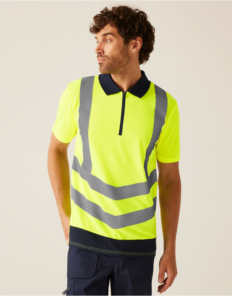 Regatta High Visibility TRS189 Pro Two Tone Wicking Polo Shirt - Yellow/Navy