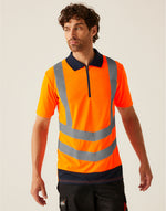 Regatta High Visibility TRS189 Pro Two Tone Wicking Polo Shirt - Orange/Navy