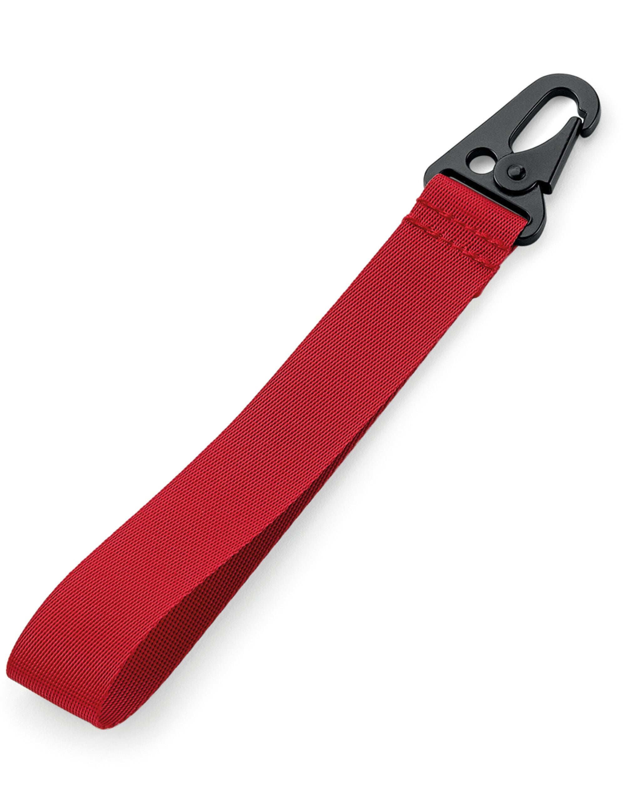 Red Bagbase Brandable Key Clip with silver hardware.