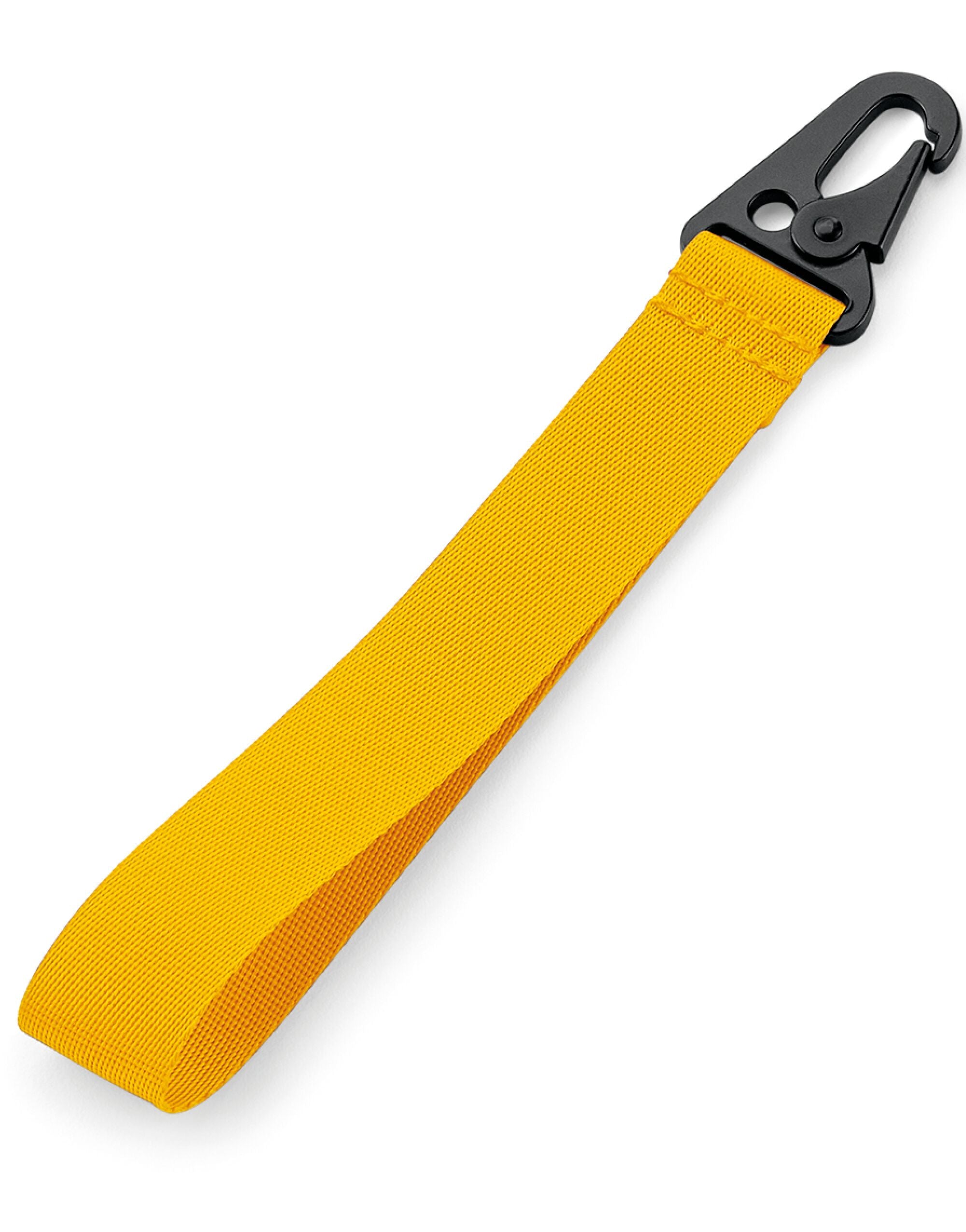 A single Yellow Bagbase Brandable Key Clip against a white background.