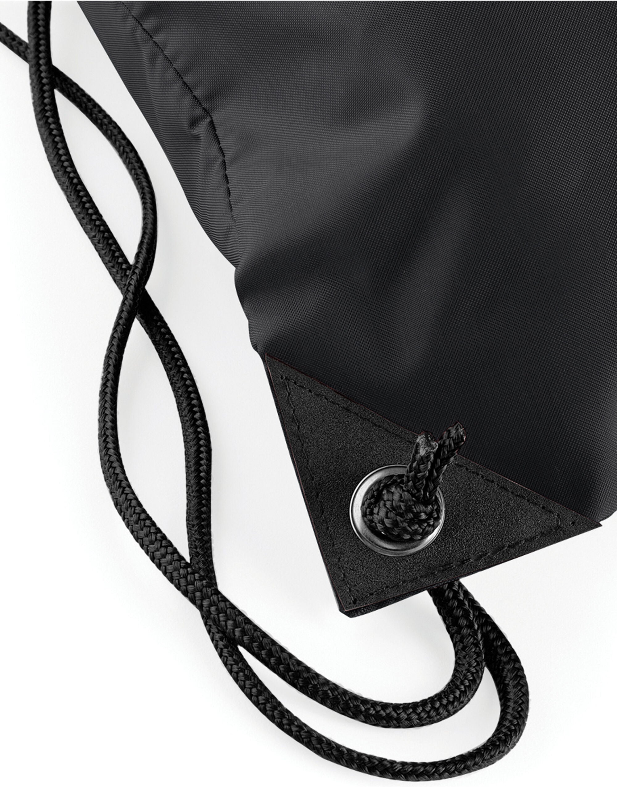 A bright black Bagbase Premium Gymsac laid flat.