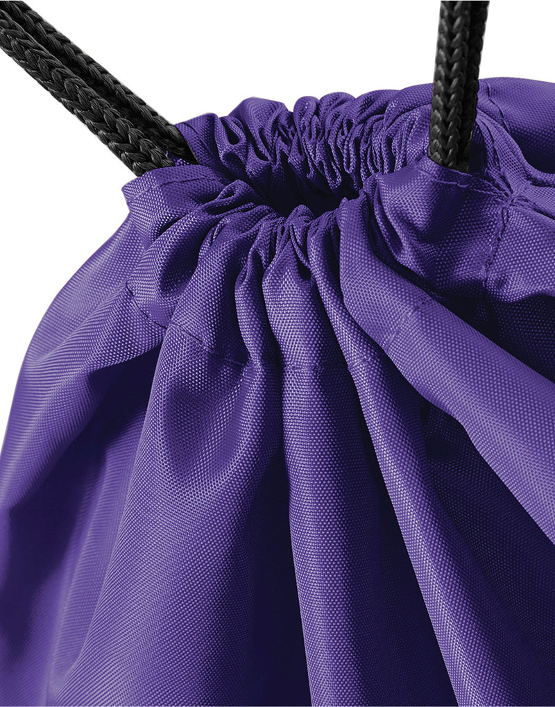 Back of the purple recycled backpack showing straps.