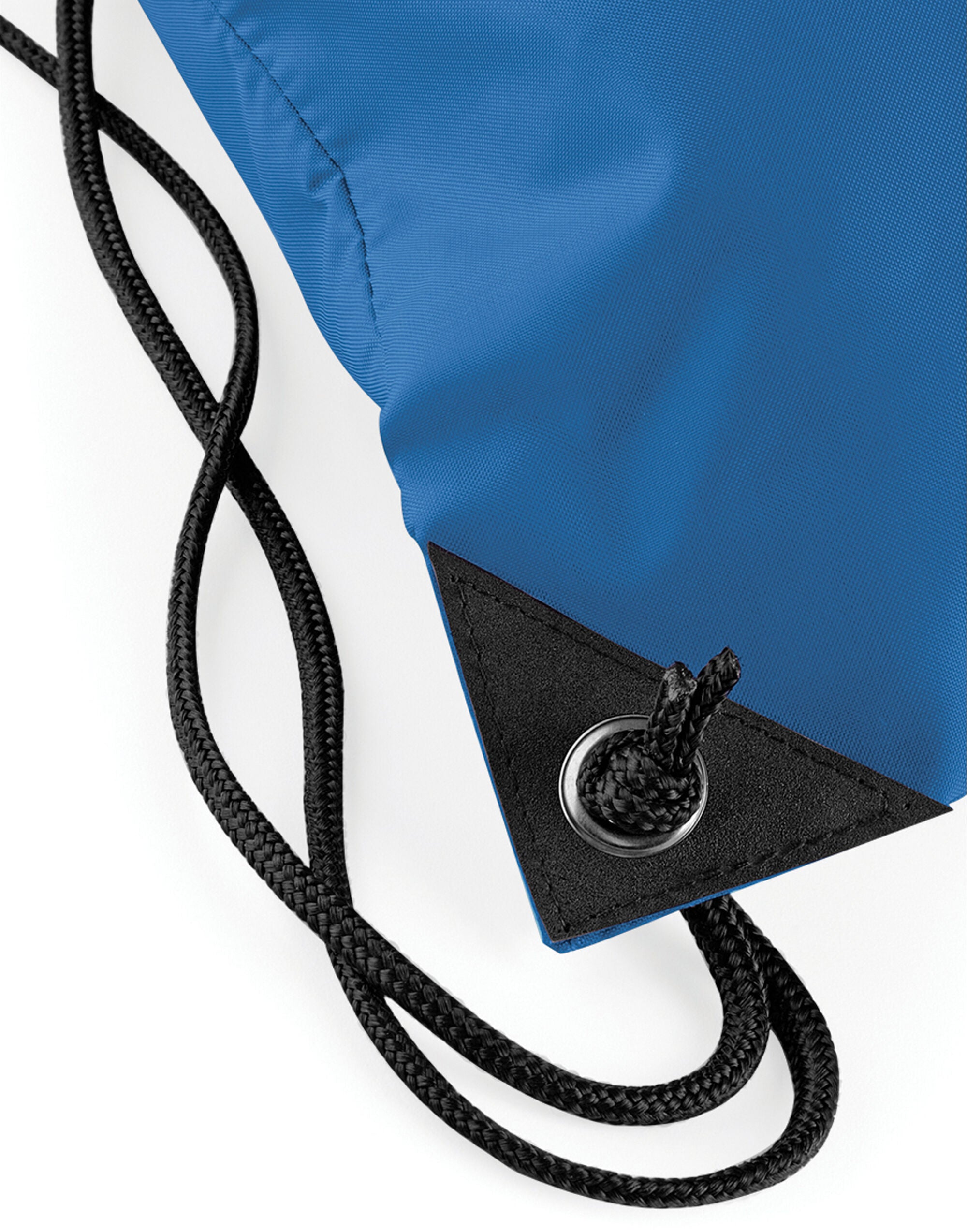 The twin top handles of the blue recycled laptop backpack.